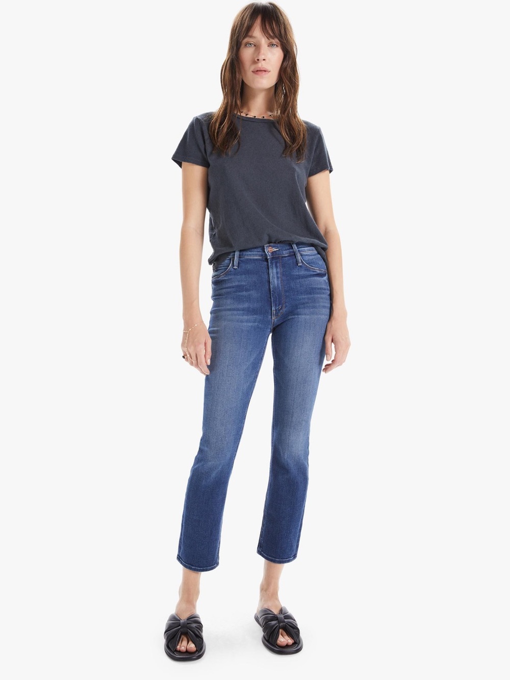 MOTHER Mid Rise Dazzler Ankle Jean Sweet and Sassy Blue Size 30